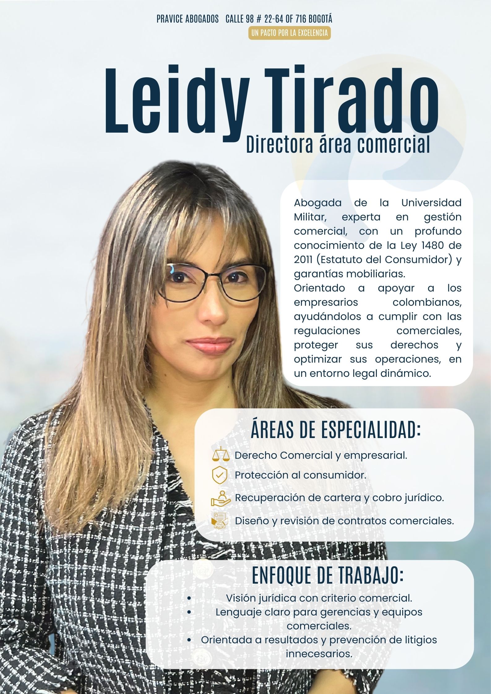 Leidy Tirado abogada en derecho comercial en Bogotá Colombia